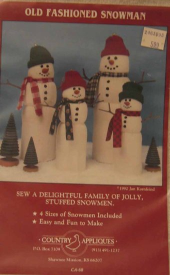 CA68 New Sewing Pattern Snowmen Holiday Winter Decorate Seasonal Snow Decor