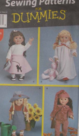 S7069 New Sewing Pattern 18 inch Baby or American Girl Doll Clothes Outfits Play