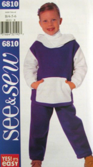 B6810 New Sewing Pattern Child Boy Kangaroo Pocket Hoodie Jacket Athletic Pants Size 1 2 3