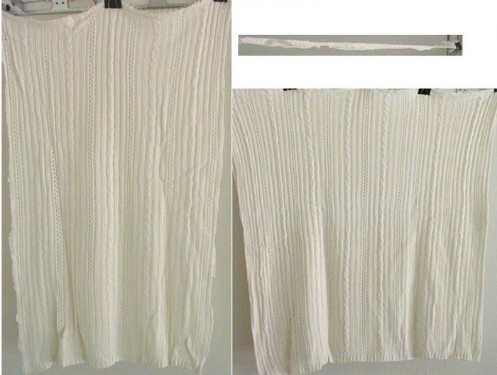 Knit Sweater Lacy Fabric Cream Fine Gauge with Ribbing to Sew Your Own