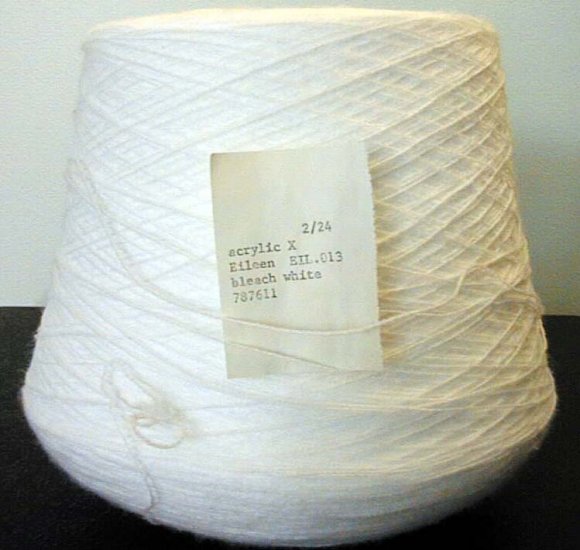Knitting Machine or Hand Crochet Cone Yarn Thread Acrylic White Fingering or Lace Weight