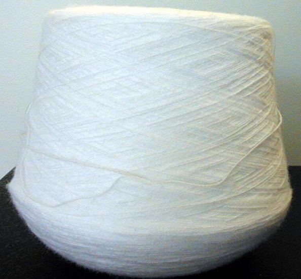 Knitting Machine or Hand Crochet Cone Yarn Thread Acrylic White Fingering or Lace Weight
