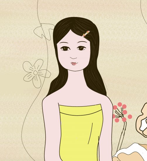 Girl and Peony Print