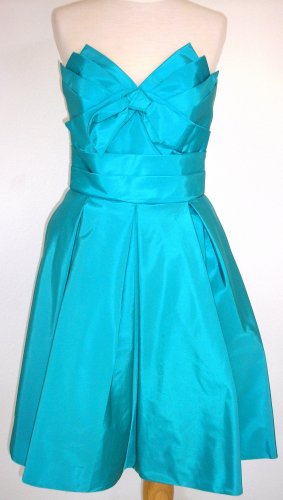 Taffeta Aqua Center Bow Dress, size 8 at jlpshop.com