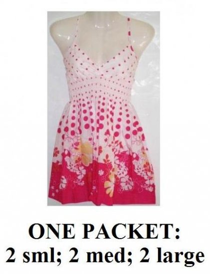 $6.00 PER PIECE, 6 dresses in a PACKET, Babydoll Pink Flower Dress, ONE packet has 2s,2m,2L