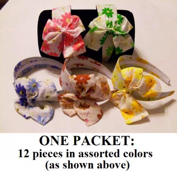 $1.00 PER PIECE; Flower Printed Headband with Bow (12 pieces)