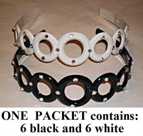 $1.00 PER PIECE; Black and White Gemstone headbands, 12 pieces