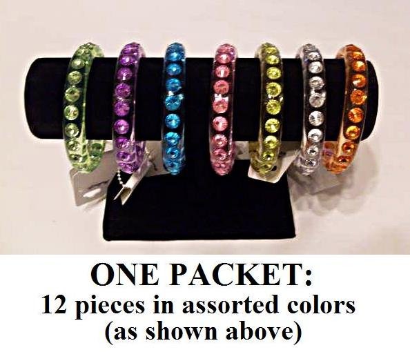 $1.00 PER PIECE; Assorted Rainbow Gemstone Bangles,12 assorted pieces