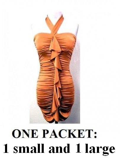 $9.00 PER PIECE; 2 dresses in a PACKET; Orange Ruffle Halter Dress* - 1S and 1L