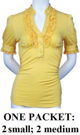$6.25 PER PIECE; 4 shirts in a PACKET; Yellow Ruffle Top- 2s,2m,