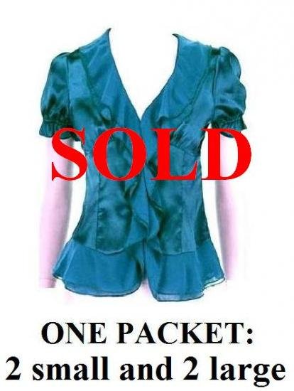 $6.25 PER PIECE; 5 tops in a PACKET; Teal Ruffle Blouse-2s, 1m, 2L