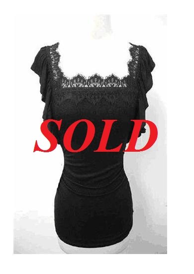 $6.25 PER PIECE; 4 tops in a PACKET; Butterfly Top* (BLACK) - 3s and 1m