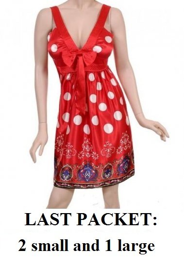 $7.50 PER PIECE; 3 dresses in a PACKET; Red Polka Dot Dresss- 2s,2m,2L