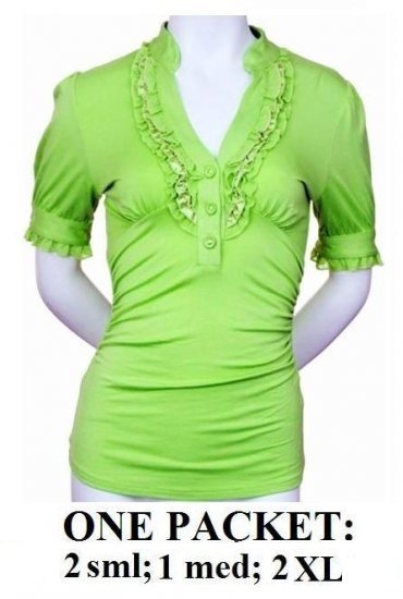 $6.25 PER PIECE; 5 tops in a PACKET; Lace Top (LIME GREEN)- 2s,1m,2XL