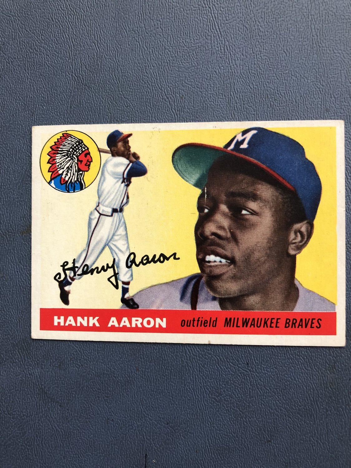 1955 Topps Baseball Card 47 Hank Aaron Braves