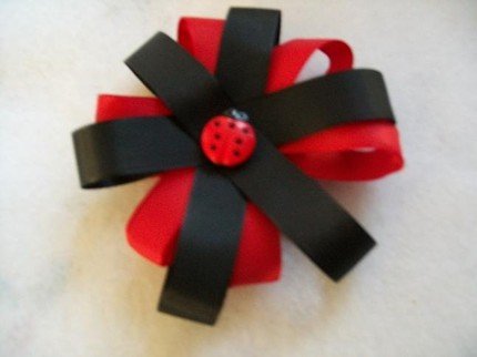 Satin Ladybug Bow