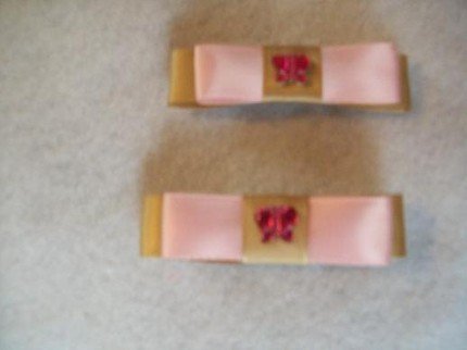 Pink and Brown Satin Butterfly Barrette