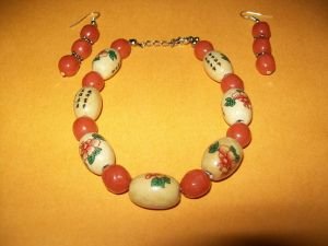Chinese/Rose Bracelet Earring Set