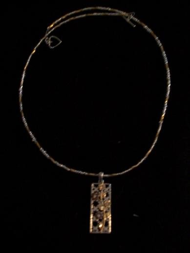 Two Tone Glass Necklace With Flower Pendant