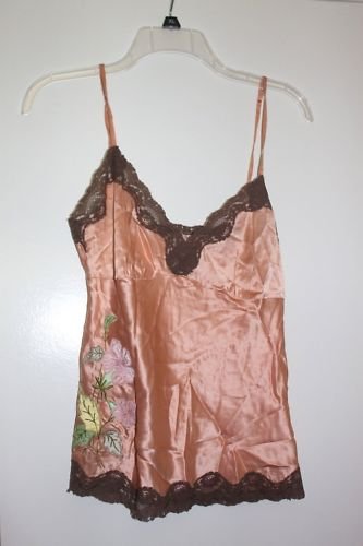 Amazing Silk Gold Hawk Embroidered Peach Camisole Top 2