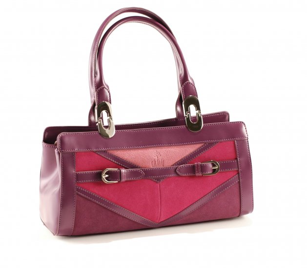 Galaday Purple Italian Crystal Leather with Suede Handbag