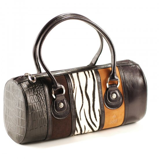 Galaday Black Italian Soft Leather with Horse Hair and Suede Handbag
