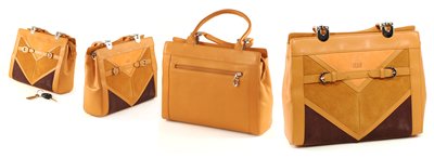 Light Brown Italian Crystal Leather with Suede Insert