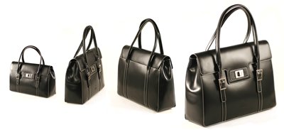 Black Italian Crystal Leather Executive HandBag
