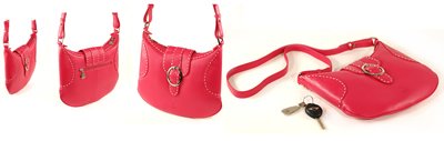 Rose Red Italian Soft Leather Flat Shoulder Bag