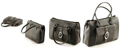 Black Italian Soft Leather with Side Pouch and Rhinstones