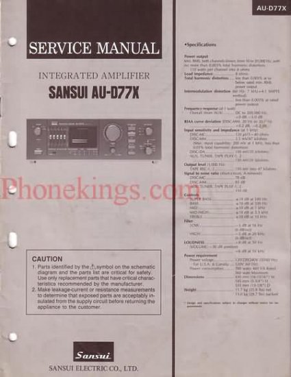 Sansui AU-D77X Stereo amplifier Service manual