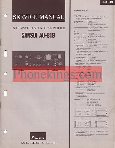 Sansui AU-819 amplifier Service manual