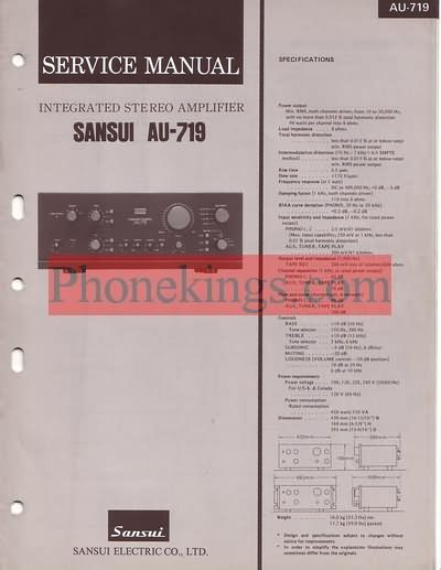 Sansui AU-719 amplifier Service manual