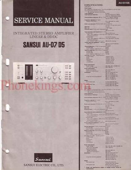 Sansui AU-D7 AU-D5 Stereo amplifier Service manual
