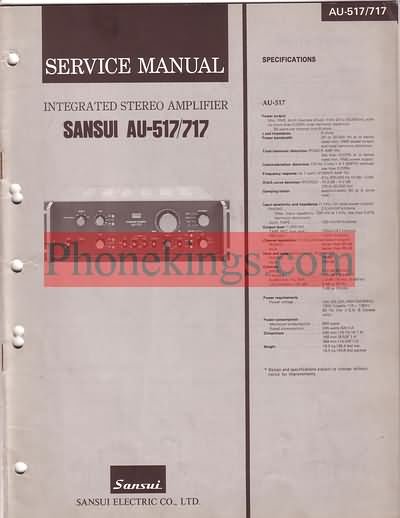 Sansui AU -517 AU-717 Stereo Amplifier Service manual