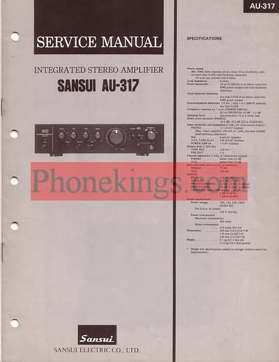 Sansui AU-317 Stereo amplifier Service manual