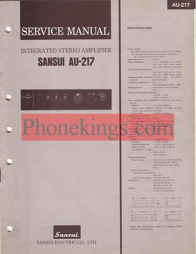 Sansui AU-217 Stereo amplifier Service manual 1