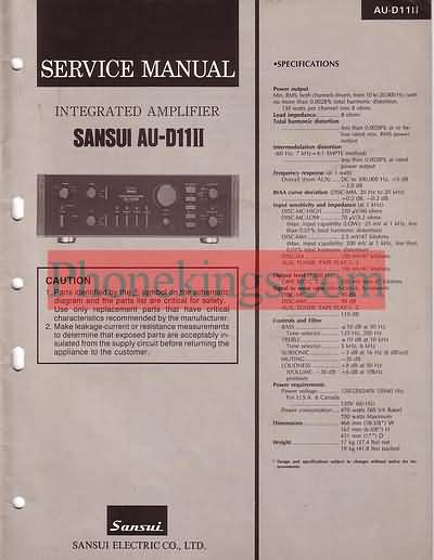 Sansui AU D11 II amplifier Service manual 1