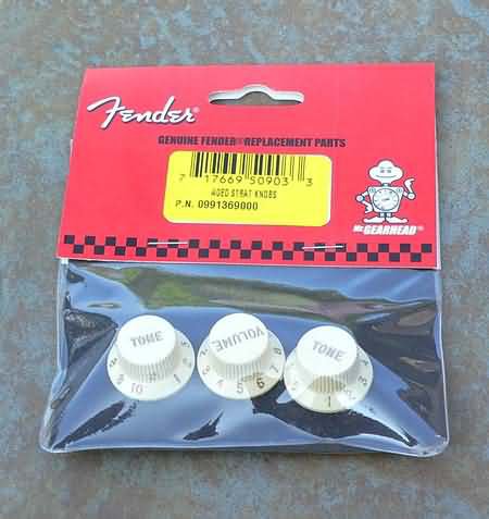 NEW Fender stratocaster strat Tone Vol knobs aged White