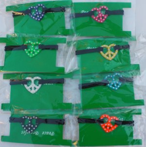 Crystal Rhinestone Heart Shaped Peace Sign Bracelet NEW!