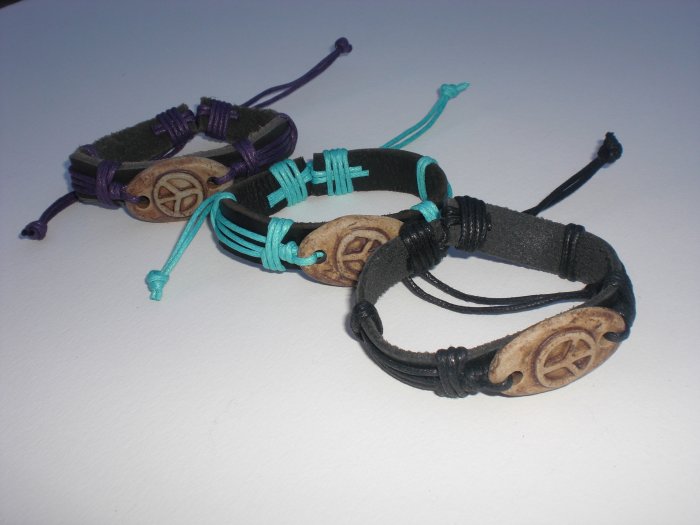 Peace Sign Bracelet with Rock Stone