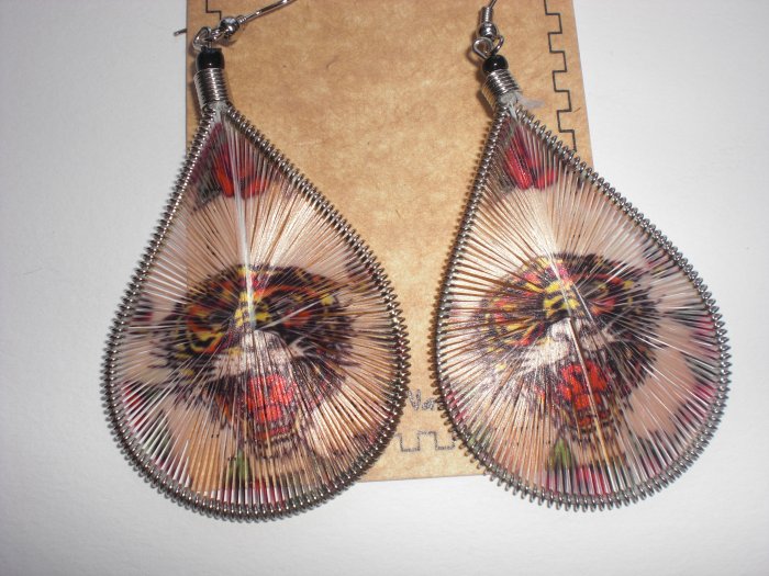 Ed Hardy Threaded Earrings with Tiger