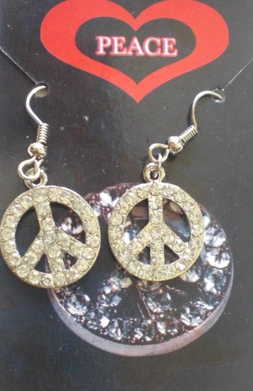 Rhinestone Peace Earrings