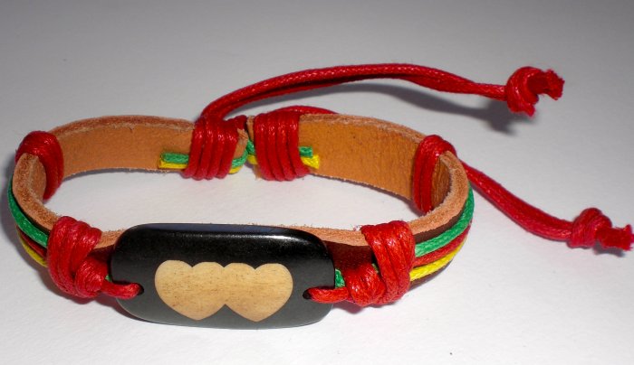 Rastafarian Heart Bracelet with Yellow String