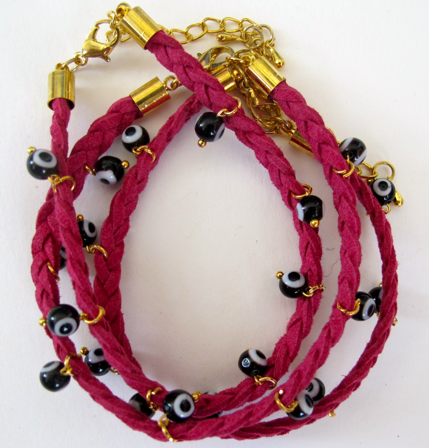 Evil Eye Bracelet (Dark Pink)