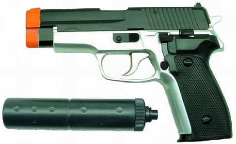 Hfc Sg226 Airsoft Pistol With Mock Silencer (2-tone)