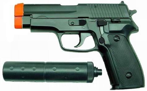 Hfc Sg226 Airsoft Pistol With Mock Silencer (black)