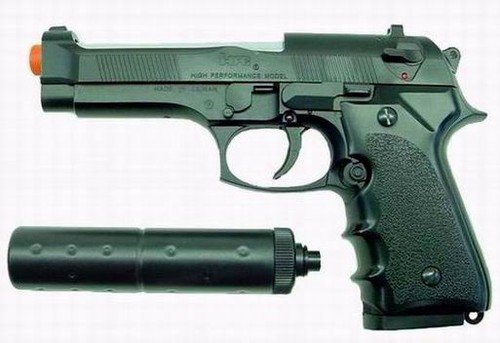 Hfc M92fs Replica Airsoft Pistol With Silencer(black)