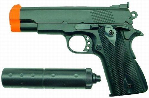Hfc M1911 Replica Airsoft Pistol With Silencer (black)