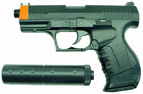 Hfc P99 Replica Airsoft Pistol With Silencer (black)